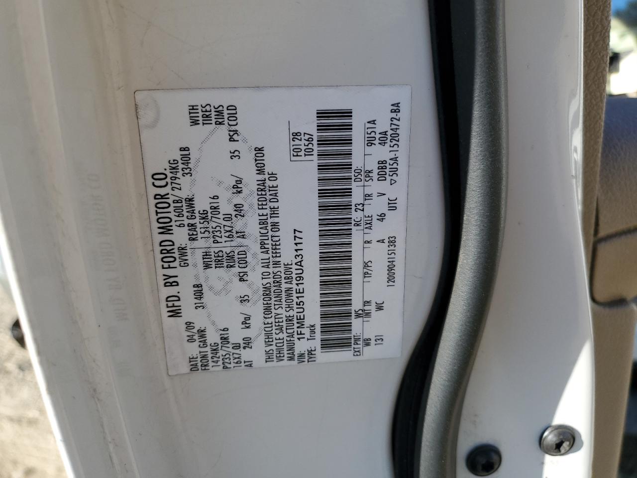 2009 Ford Explorer Sport Trac Xlt VIN: 1FMEU51E19UA31177 Lot: 82370885