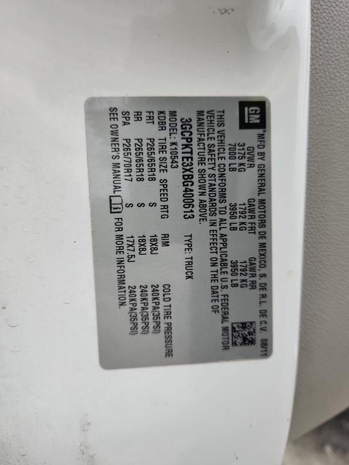 2011 Chevrolet Silverado K1500 Ltz VIN: 3GCPKTE3XBG400613 Lot: 82269565