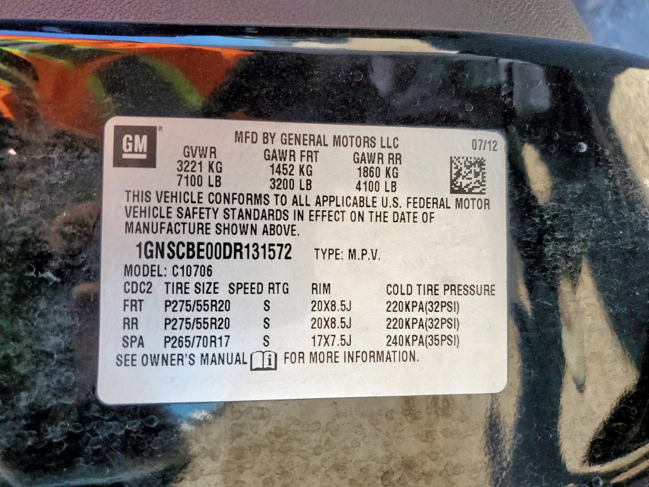 2013 Chevrolet Tahoe C1500 Lt VIN: 1GNSCBE00DR131572 Lot: 90412515