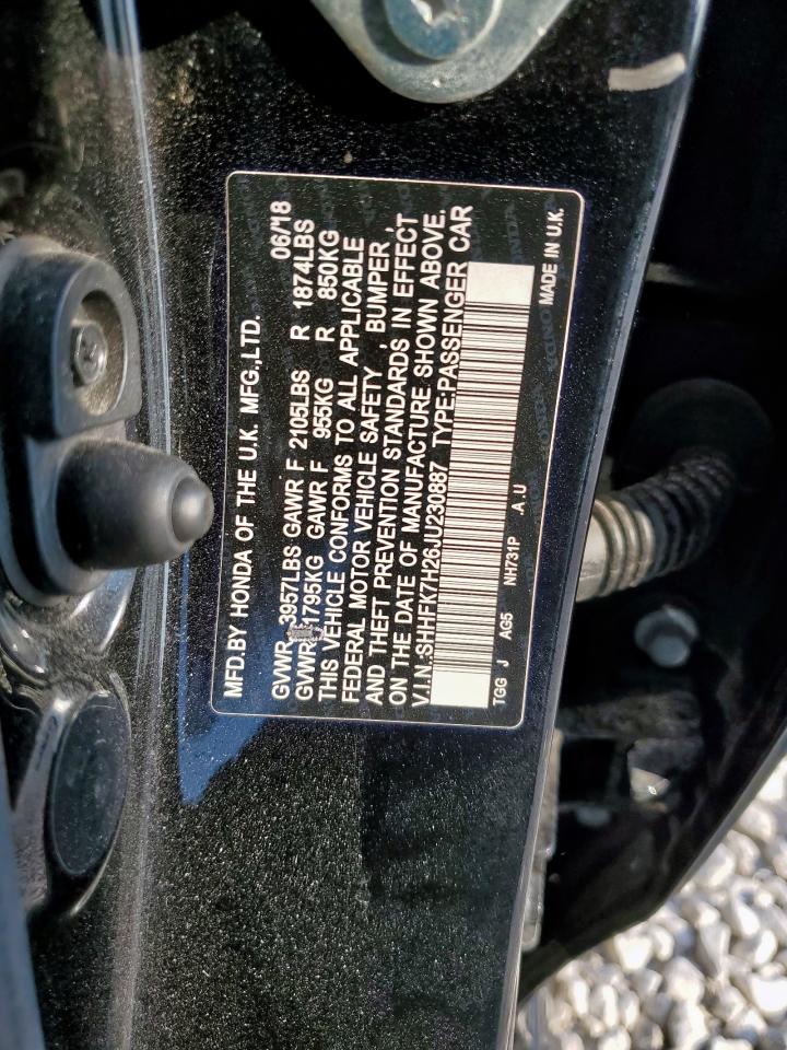 2018 Honda Civic Lx VIN: SHHFK7H26JU230887 Lot: 84478385