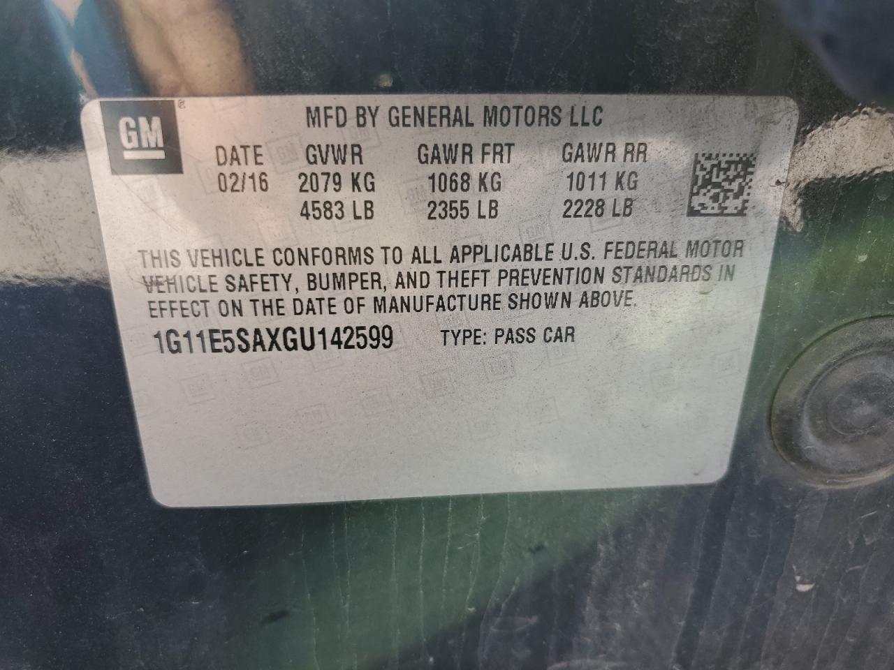 2016 Chevrolet Malibu Limited Ltz VIN: 1G11E5SAXGU142599 Lot: 82185875