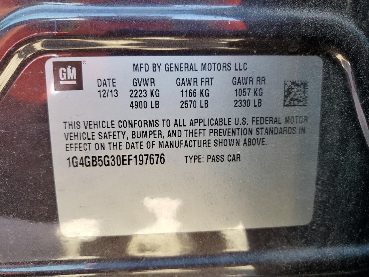 2014 Buick Lacrosse VIN: 1G4GB5G30EF197676 Lot: 86657895