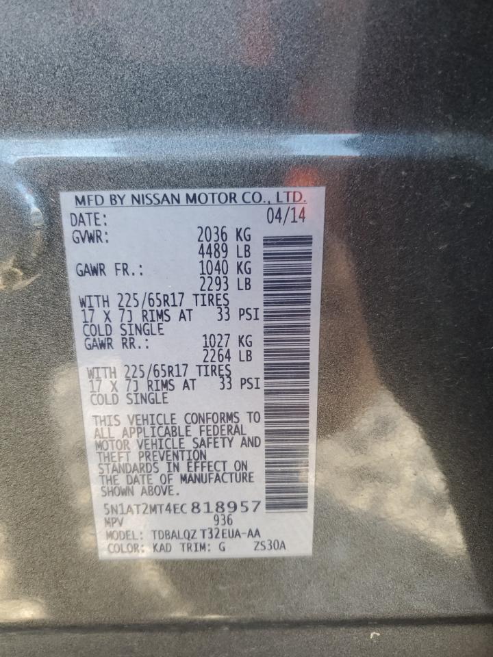 2014 Nissan Rogue S VIN: 5N1AT2MT4EC818957 Lot: 81641185