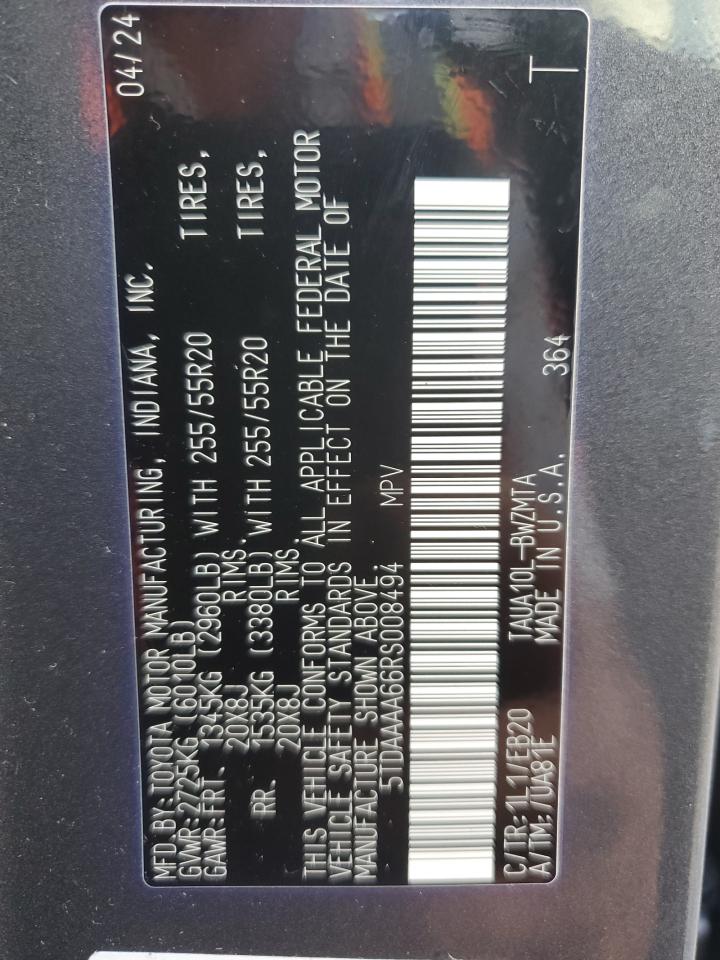 2024 Lexus Tx 350 Base VIN: 5TDAAAA66RS008494 Lot: 85310255