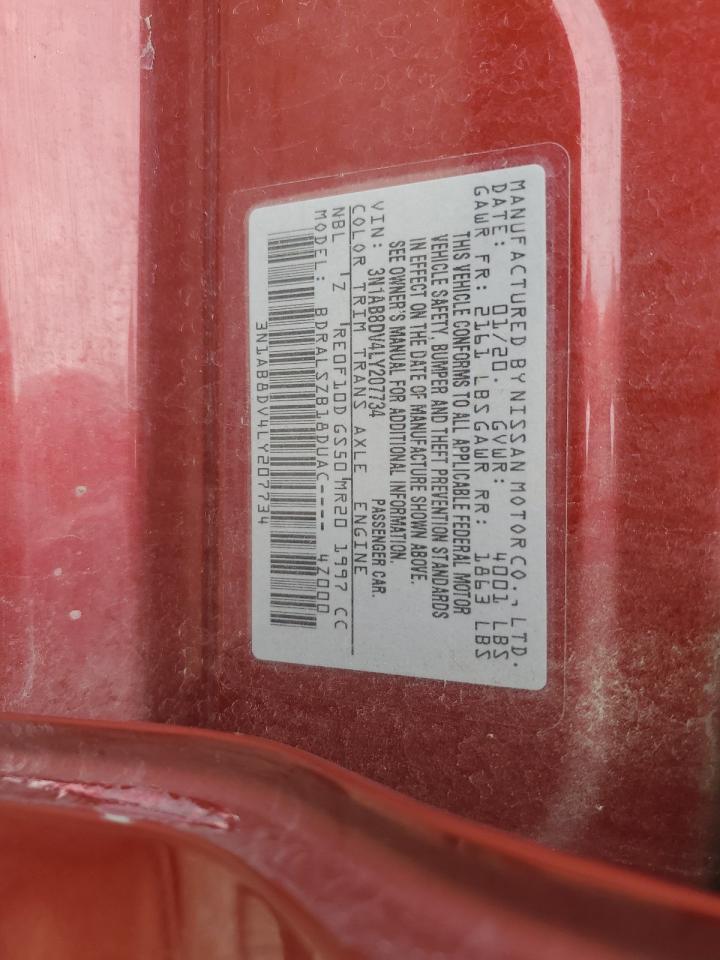 2020 Nissan Sentra Sr VIN: 3N1AB8DV4LY207734 Lot: 86112335