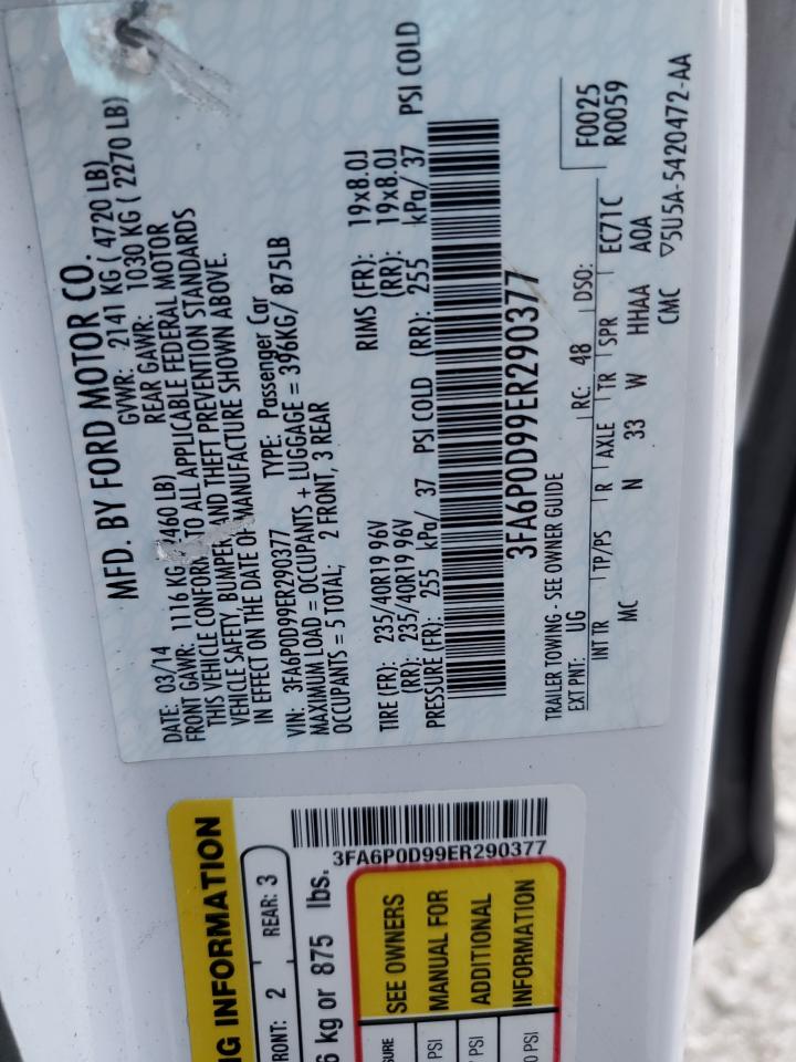 2014 Ford Fusion Titanium VIN: 3FA6P0D99ER290377 Lot: 82780655