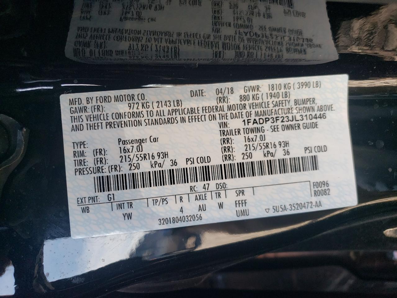 2018 Ford Focus Se VIN: 1FADP3F23JL310446 Lot: 85675775