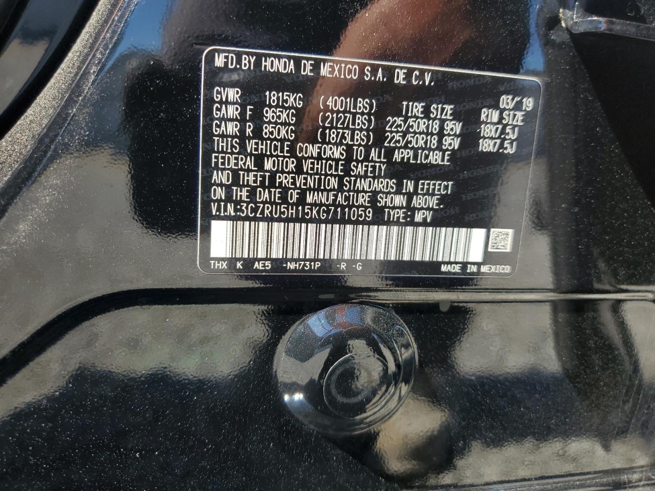 2019 Honda Hr-V Sport VIN: 3CZRU5H15KG711059 Lot: 85315535