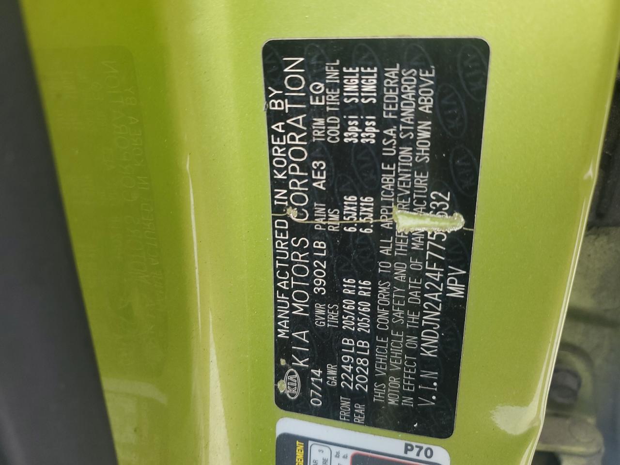 2015 Kia Soul VIN: KNDJN2A24F7757632 Lot: 82265955