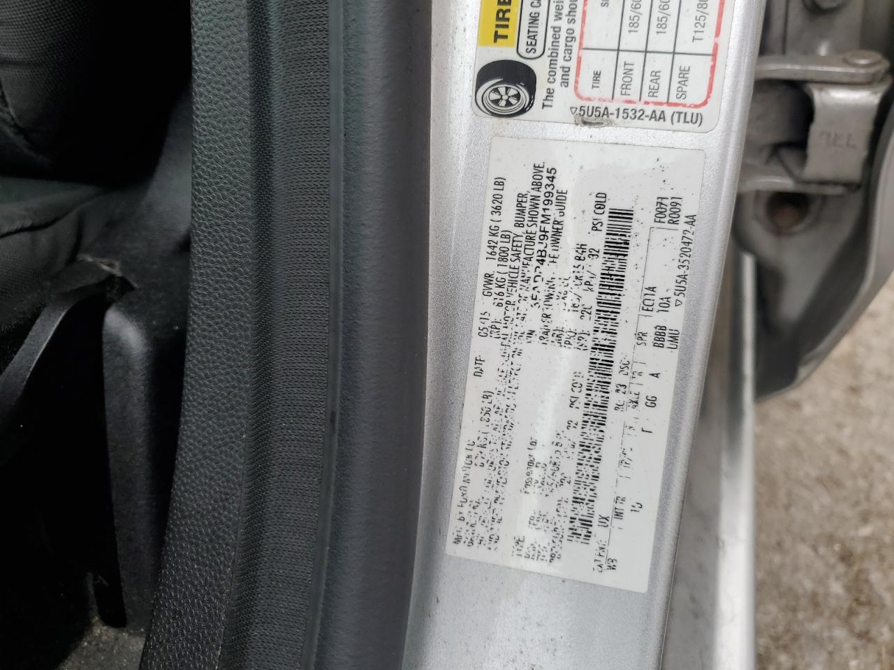 2015 Ford Fiesta Se VIN: 3FADP4BJ9FM199345 Lot: 85901475