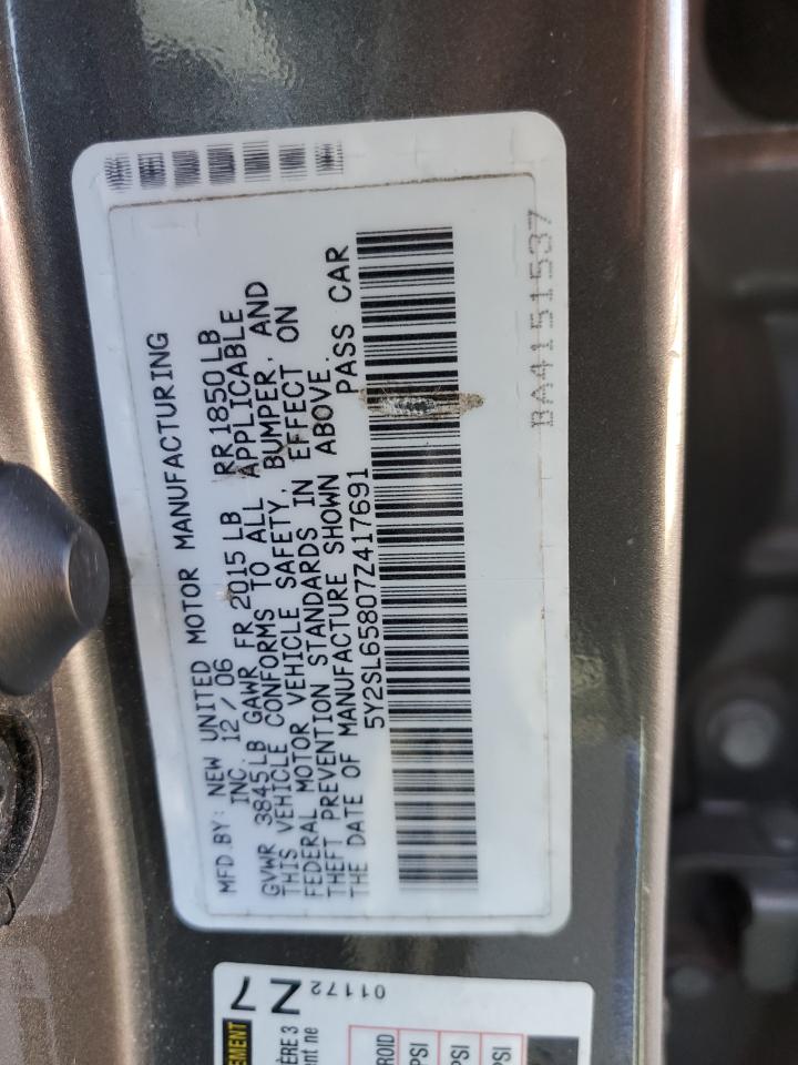 2007 Pontiac Vibe VIN: 5Y2SL65807Z417691 Lot: 82592555