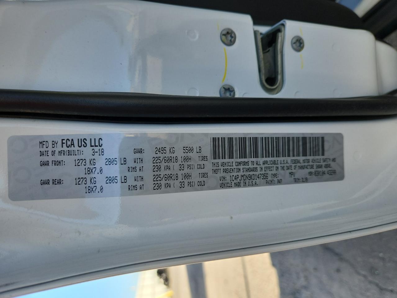 2019 Jeep Cherokee Limited VIN: 1C4PJMDN9KD147356 Lot: 84815255