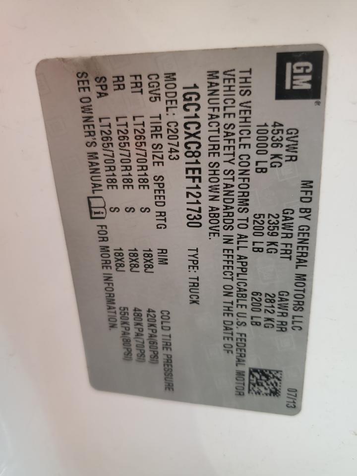 2014 Chevrolet Silverado C2500 Heavy Duty Lt VIN: 1GC1CXC81EF121730 Lot: 85745395