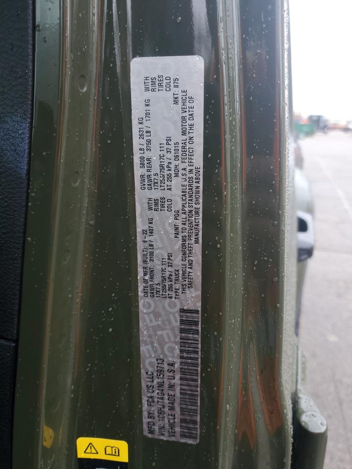 2022 Jeep Gladiator Sport VIN: 1C6HJTAG4NL159713 Lot: 89677415