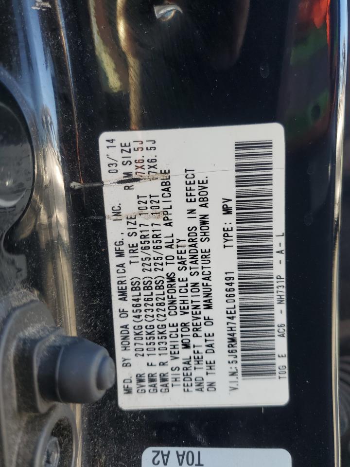 2014 Honda Cr-V Exl VIN: 5J6RM4H74EL066491 Lot: 85891175