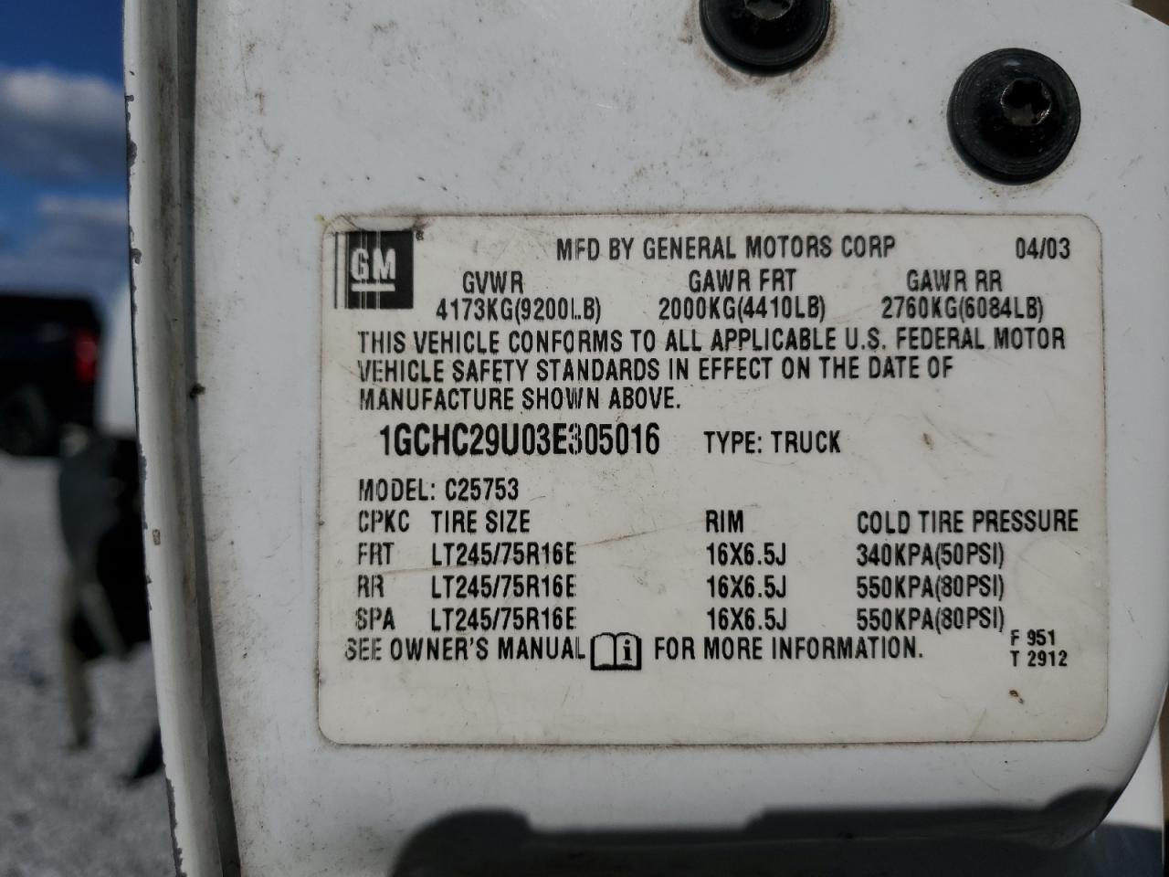 2003 Chevrolet Silverado C2500 Heavy Duty VIN: 1GCHC29U03E305016 Lot: 94433235