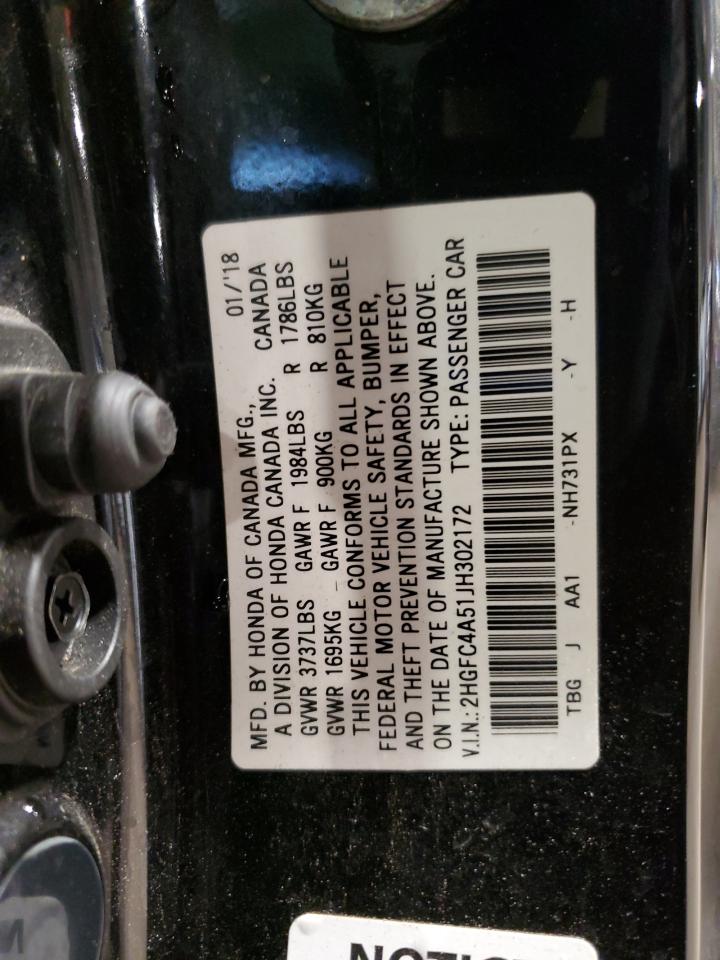 2018 Honda Civic Lx VIN: 2HGFC4A51JH302172 Lot: 86080395