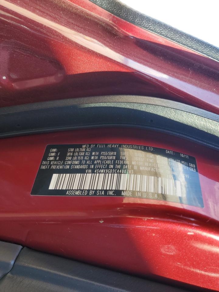 2012 Subaru Tribeca Limited VIN: 4S4WX9GD2C4400783 Lot: 82285905