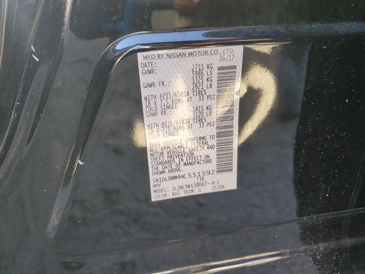 2017 Infiniti Qx60 VIN: 5N1DL0MM4HC551592 Lot: 89696435