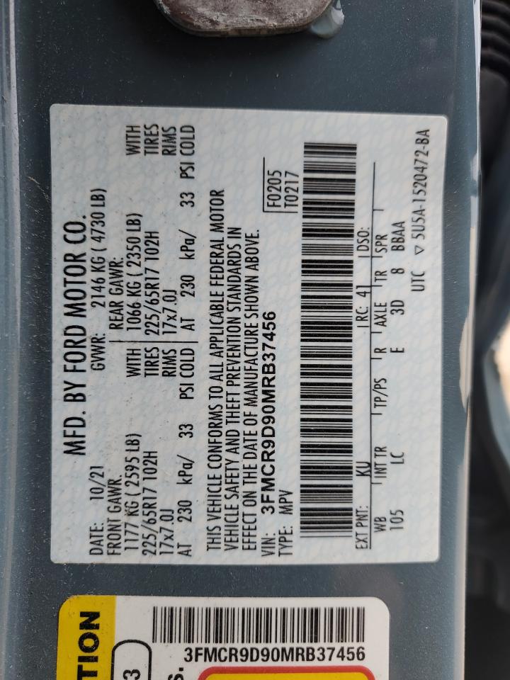 2021 Ford Bronco Sport Badlands VIN: 3FMCR9D90MRB37456 Lot: 86298395
