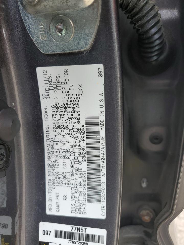 2013 Toyota Tacoma Double Cab Prerunner VIN: 5TFJU4GN2DX035251 Lot: 85836835