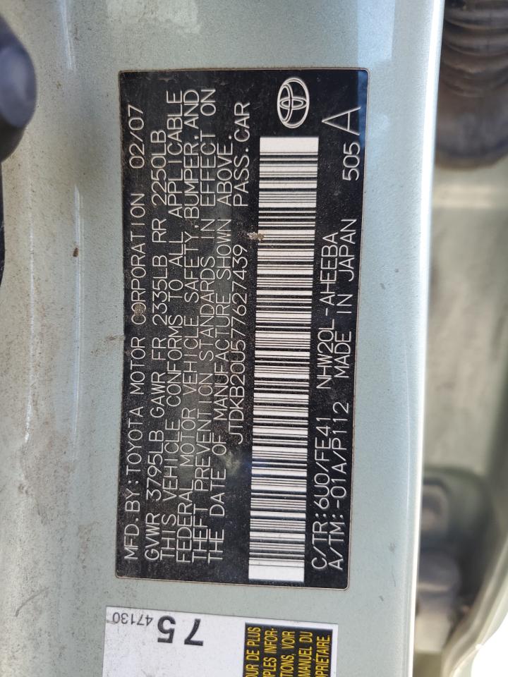 2007 Toyota Prius VIN: JTDKB20U577627439 Lot: 85380545