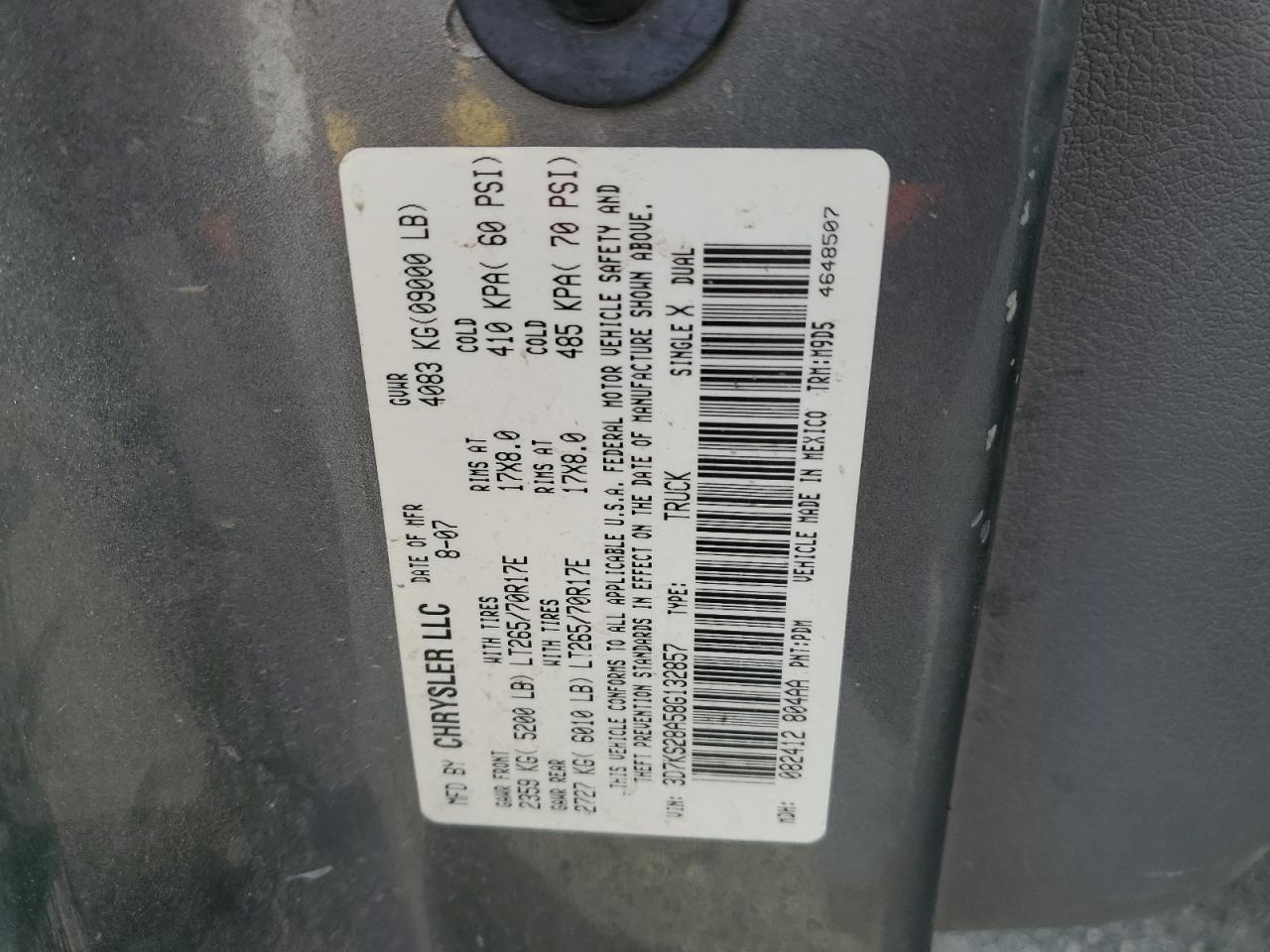 2008 Dodge Ram 2500 St VIN: 3D7KS28A58G132857 Lot: 82216985