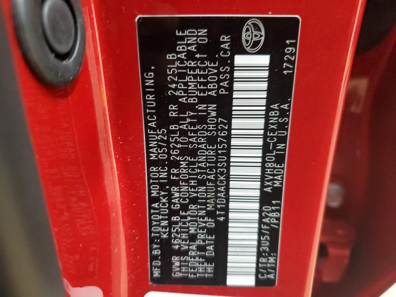 2025 Toyota Camry Xse VIN: 4T1DAACK3SU157627 Lot: 90864895