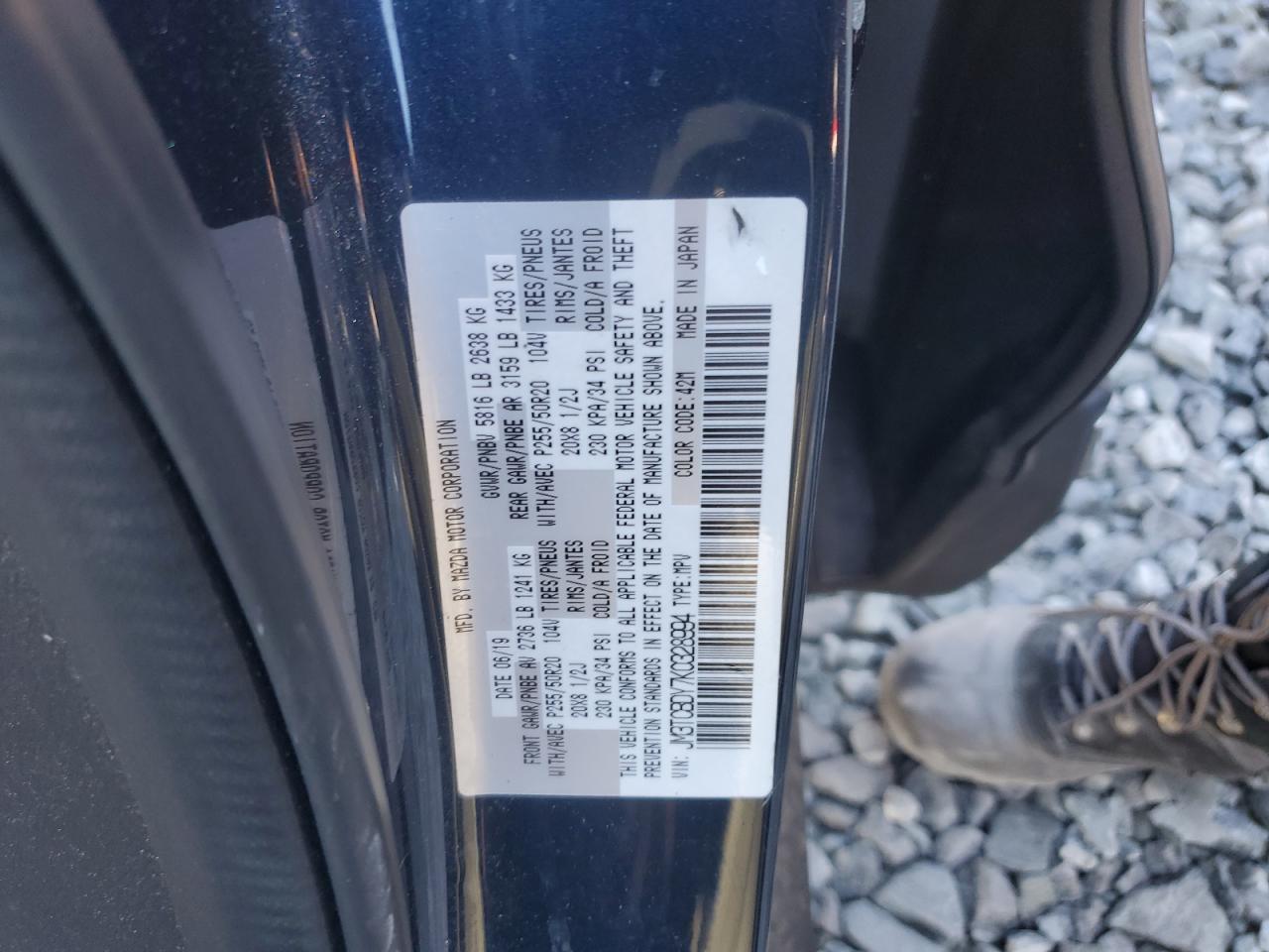 2019 Mazda Cx-9 Grand Touring VIN: JM3TCBDY7K0328994 Lot: 83816095
