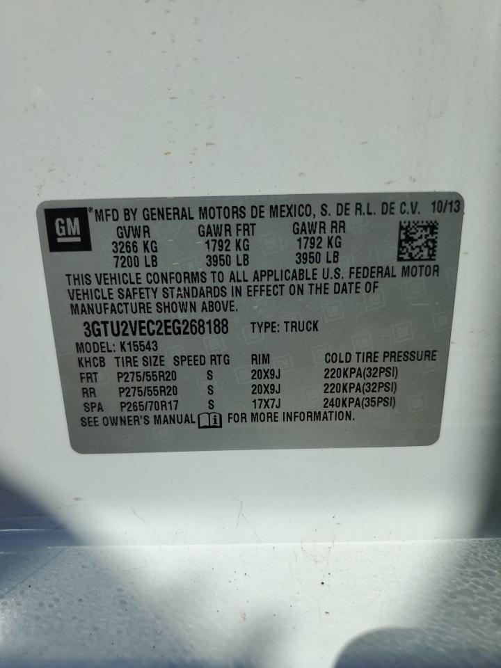 2014 GMC Sierra K1500 Slt VIN: 3GTU2VEC2EG268188 Lot: 84303155