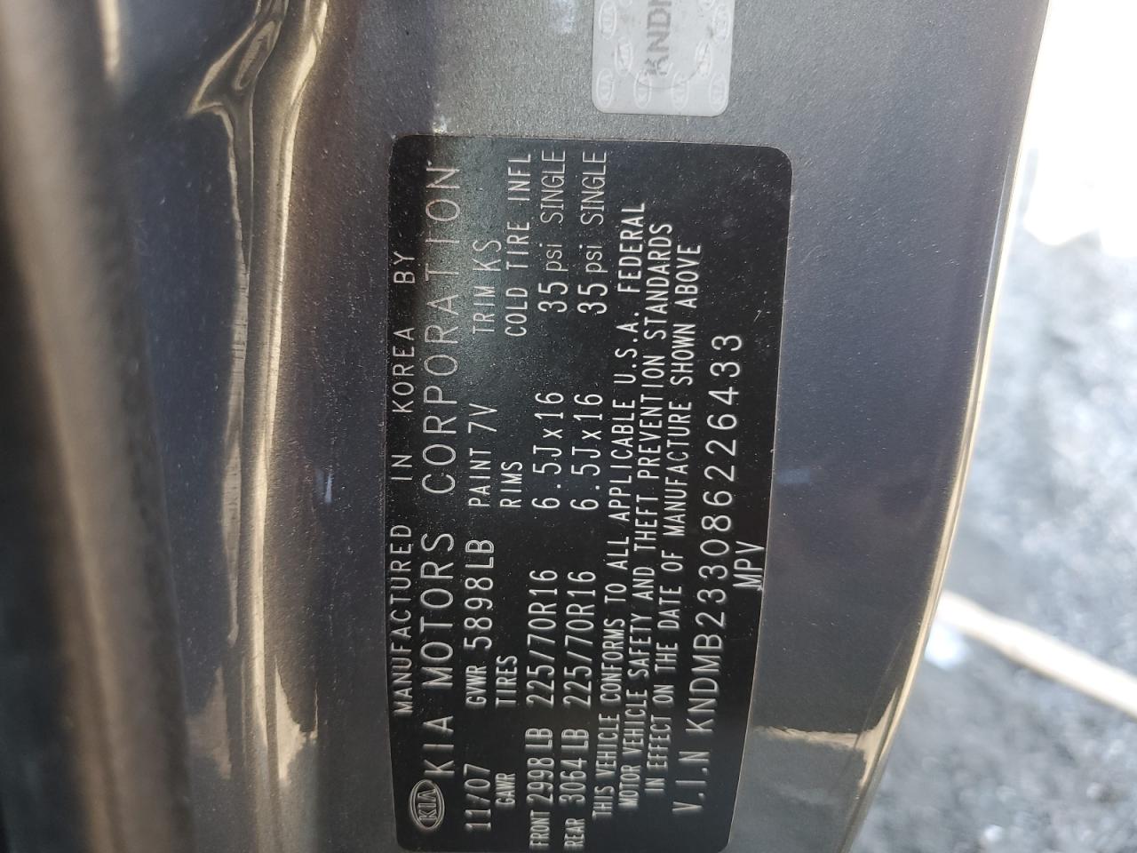 2008 Kia Sedona Ex VIN: KNDMB233086226433 Lot: 90694075