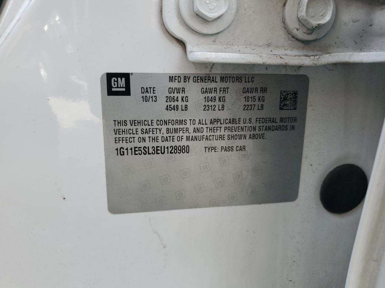 2014 Chevrolet Malibu 2Lt VIN: 1G11E5SL3EU128980 Lot: 85537975