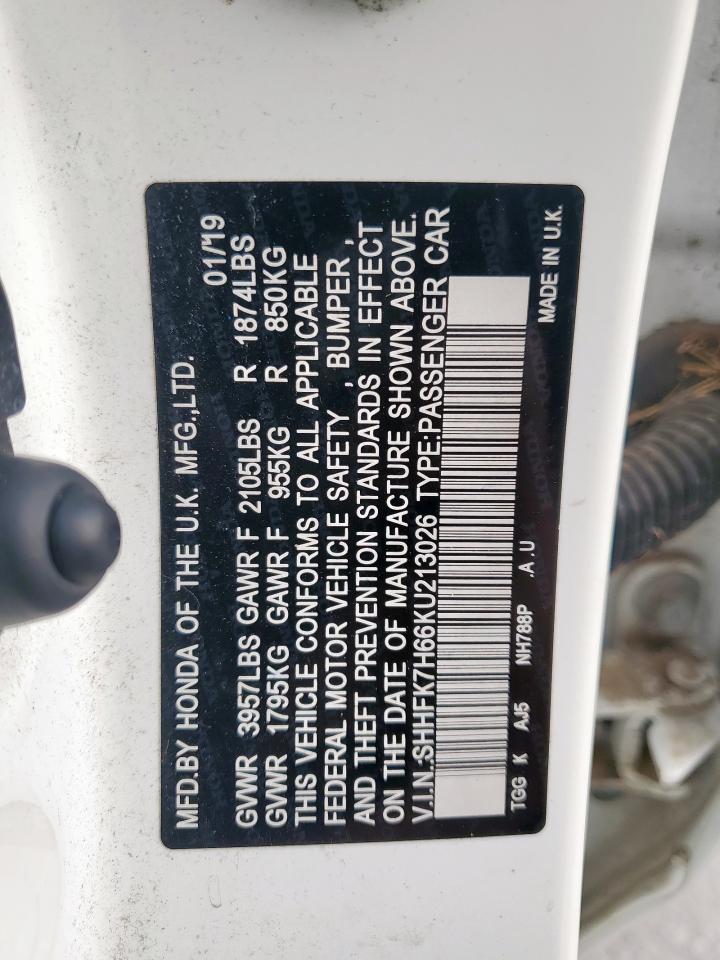 2019 Honda Civic Ex VIN: SHHFK7H66KU213026 Lot: 90398895