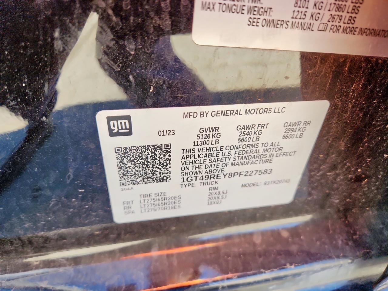 2023 GMC Sierra K2500 Denali VIN: 1GT49REY8PF227583 Lot: 90396845