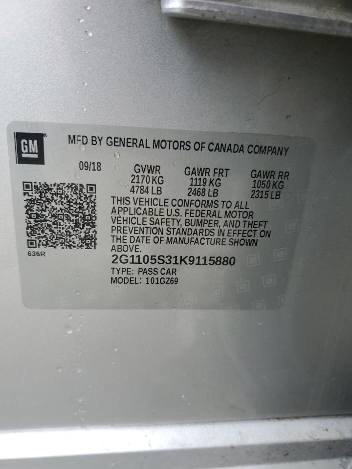 2019 Chevrolet Impala Premier VIN: 2G1105S31K9115880 Lot: 82311745