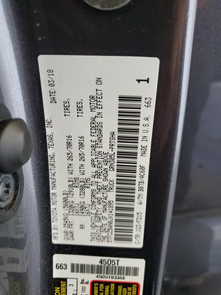 2018 Toyota Tacoma Double Cab VIN: 5TFCZ5AN0JX141895 Lot: 86171905