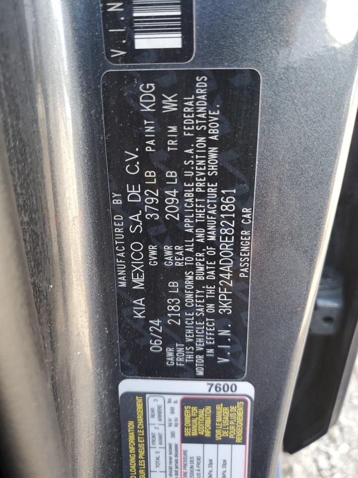 2024 Kia Forte Lx VIN: 3KPF24AD0RE821861 Lot: 82711475