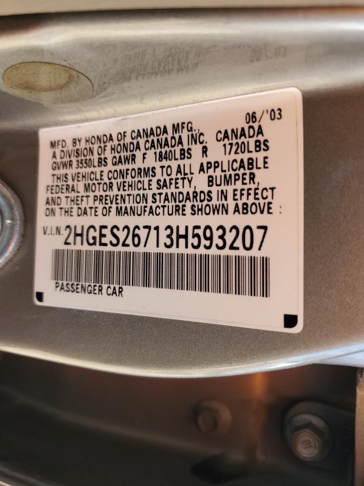 2003 Honda Civic Ex VIN: 2HGES26713H593207 Lot: 84070045