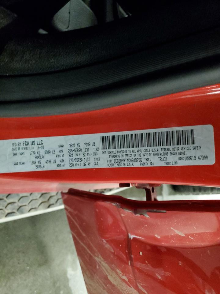 2019 Ram 1500 Laramie VIN: 1C6SRFRT4KN609796 Lot: 81960835