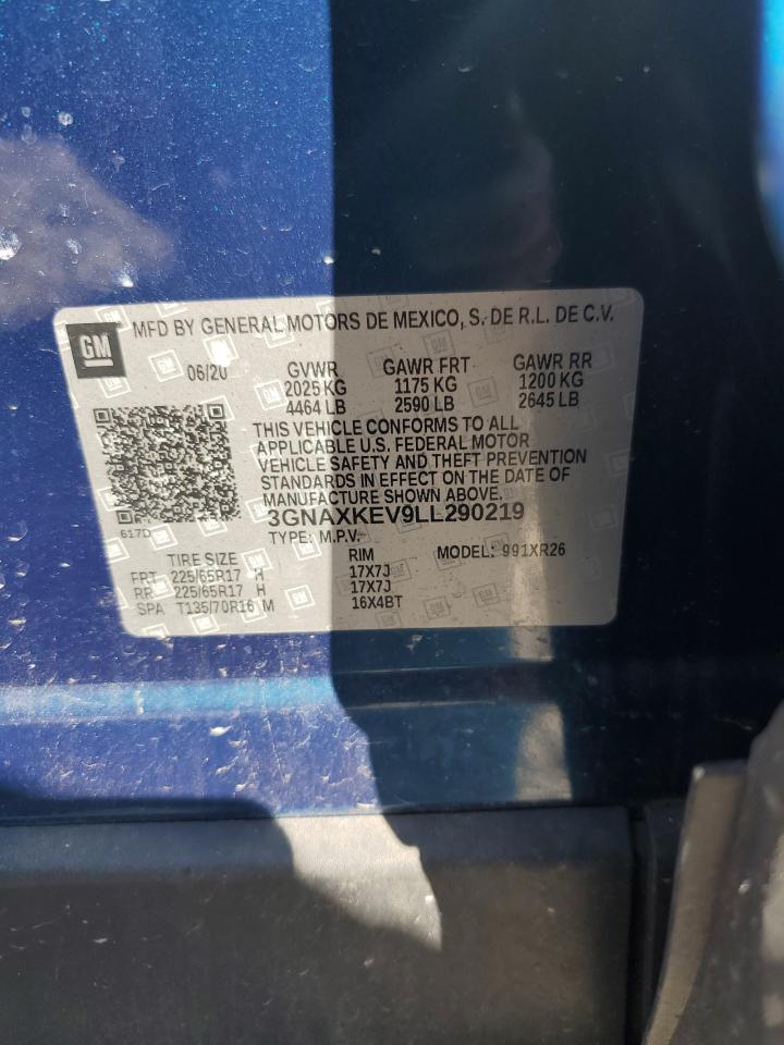 2020 Chevrolet Equinox Lt VIN: 3GNAXKEV9LL290219 Lot: 84187465