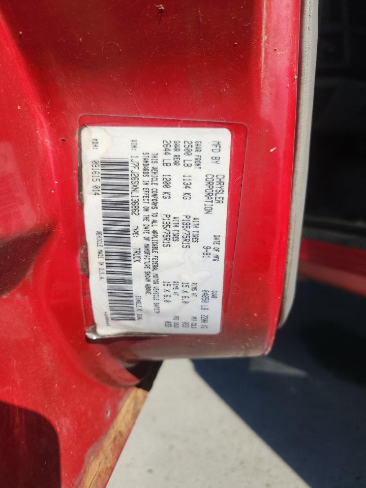 1992 Jeep Comanche VIN: 1J7FJ26SXNL136862 Lot: 84442075