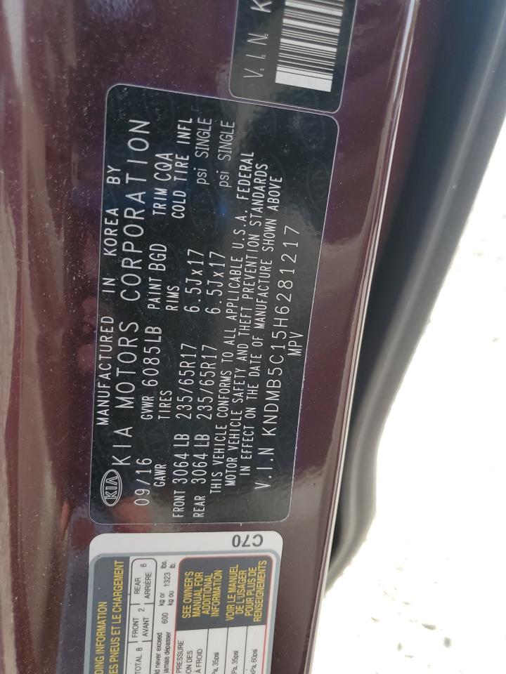 2017 Kia Sedona Lx VIN: KNDMB5C15H6281217 Lot: 89903455