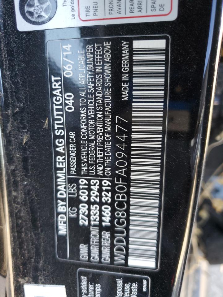 2015 Mercedes-Benz S 550 VIN: WDDUG8CB0FA094477 Lot: 86307705