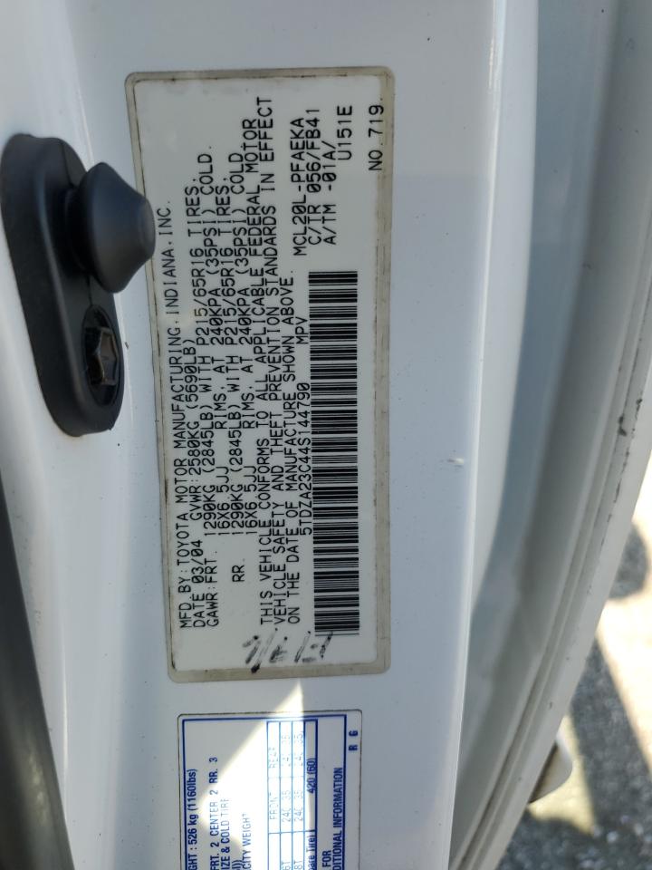 2004 Toyota Sienna Ce VIN: 5TDZA23C44S144790 Lot: 84479185
