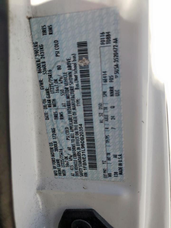 2006 Ford Econoline E350 Super Duty Wagon VIN: 1FBNE31L96DB20354 Lot: 85485815