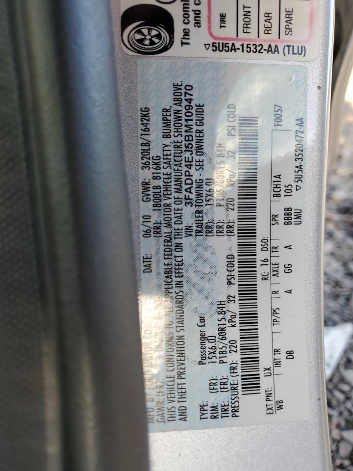 2011 Ford Fiesta Se VIN: 3FADP4EJ5BM109470 Lot: 86551425