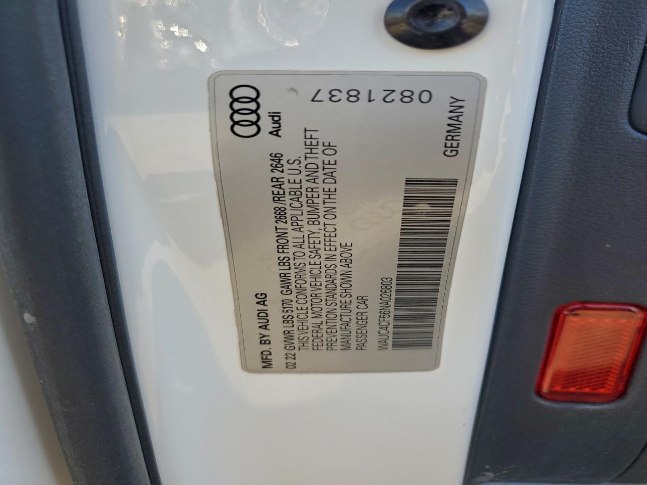 2022 Audi S5 Premium Plus VIN: WAUC4CF56NA026803 Lot: 91043415