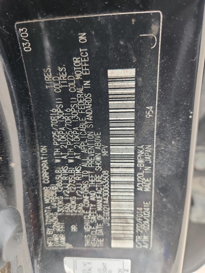 2003 Toyota Highlander VIN: JTEGD21A430063608 Lot: 97014825