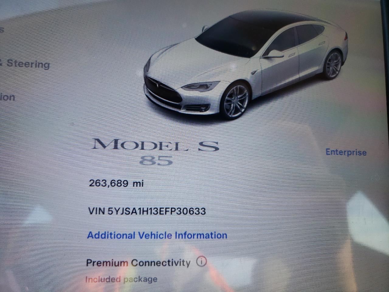 2014 Tesla Model S VIN: 5YJSA1H13EFP30633 Lot: 85375745