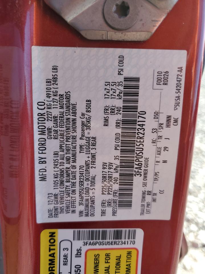 2014 Ford Fusion Titanium Phev VIN: 3FA6P0SU5ER234170 Lot: 87471835